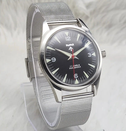 HMT Glow In The Dark 17 Jewels Black Dial Transparent Back Handwinding 0231