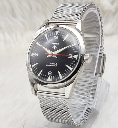HMT Glow In The Dark 17 Jewels Black Dial Transparent Back Handwinding 0231
