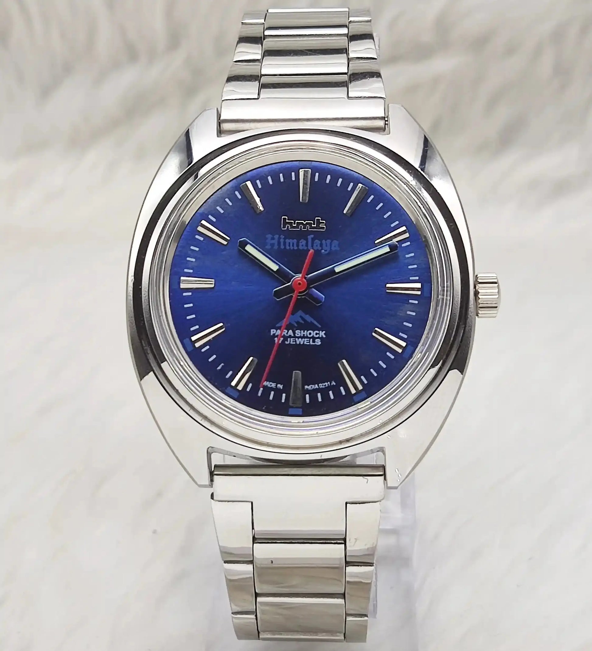 HMT Himalaya 17 Jewels Bluish Dial Handwinding Watch Transparent Back