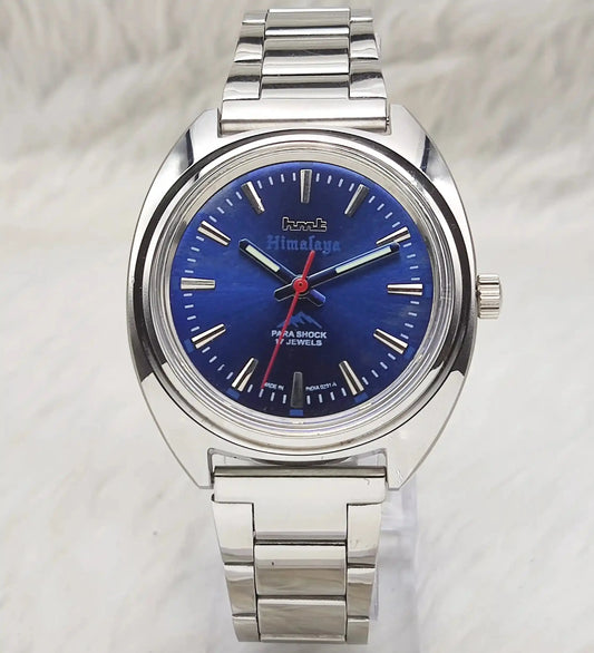 HMT Himalaya 17 Jewels Bluish Dial Handwinding Watch Transparent Back