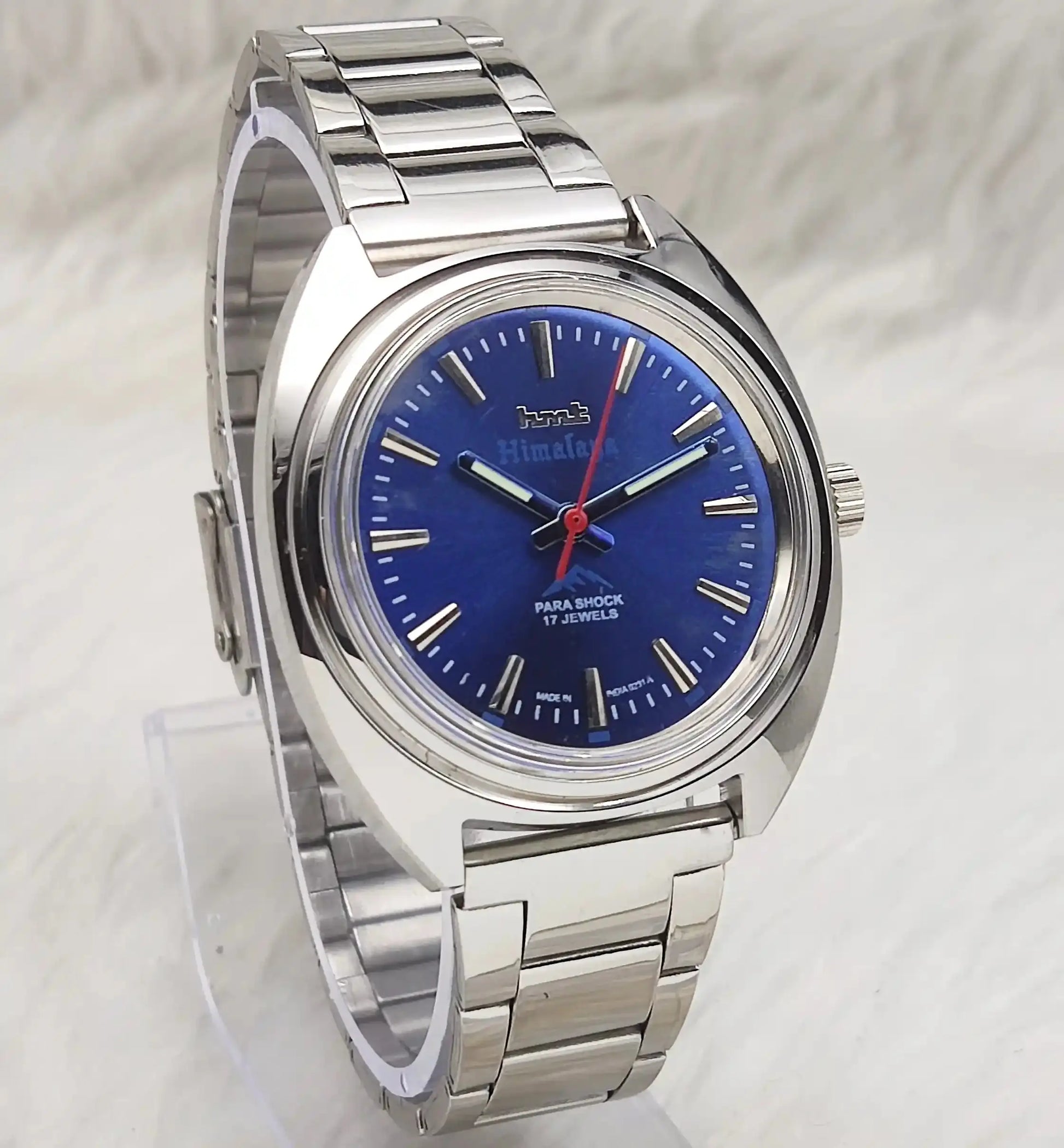 HMT Himalaya 17 Jewels Bluish Dial Handwinding Watch Transparent Back