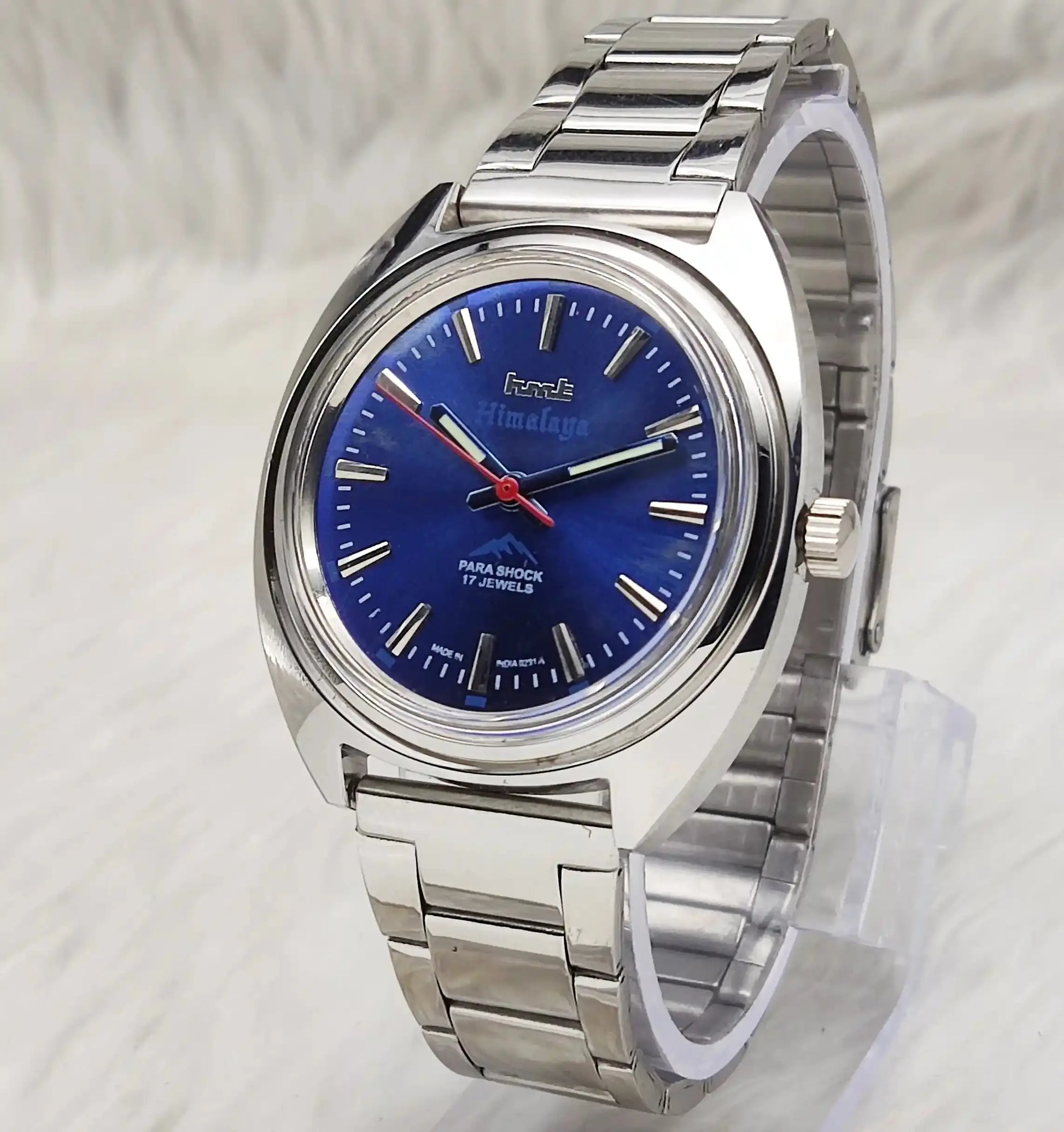 HMT Himalaya 17 Jewels Bluish Dial Handwinding Watch Transparent Back