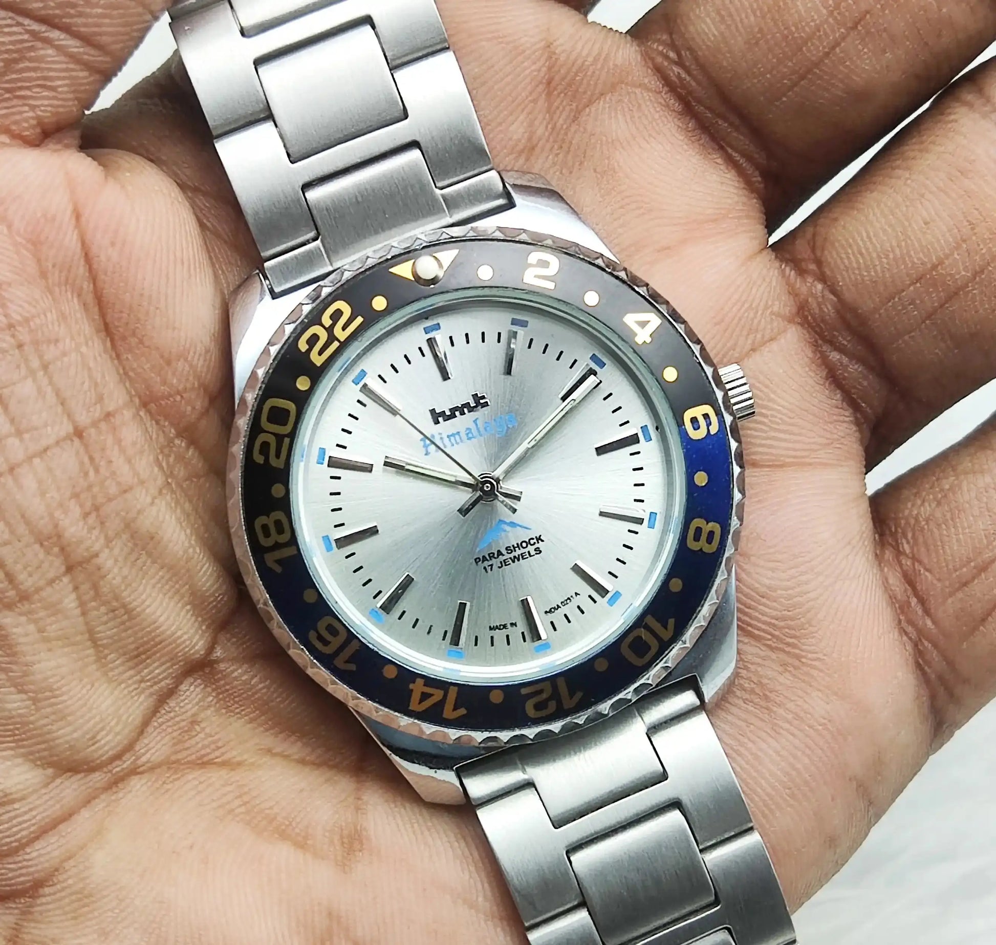 HMT Himalaya 17 Jewels Silver Dial Handwinding Transparent Back