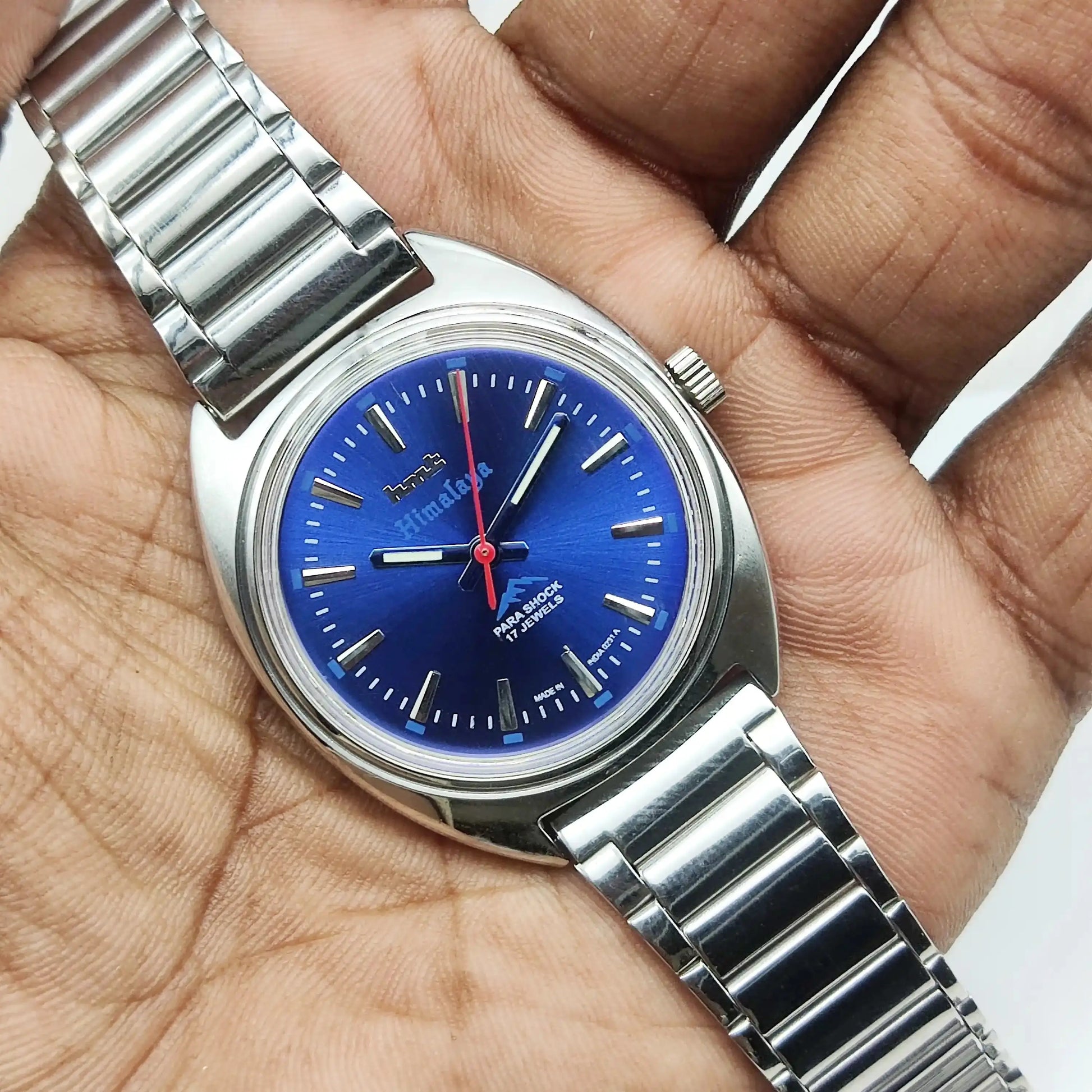 HMT Himalaya 17 Jewels Stick Indices Blue Dial