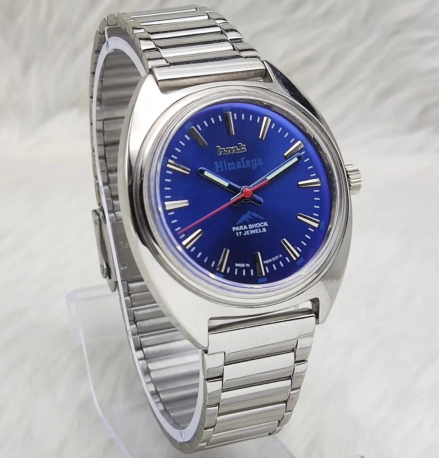 HMT Himalaya 17 Jewels Stick Indices Blue Dial