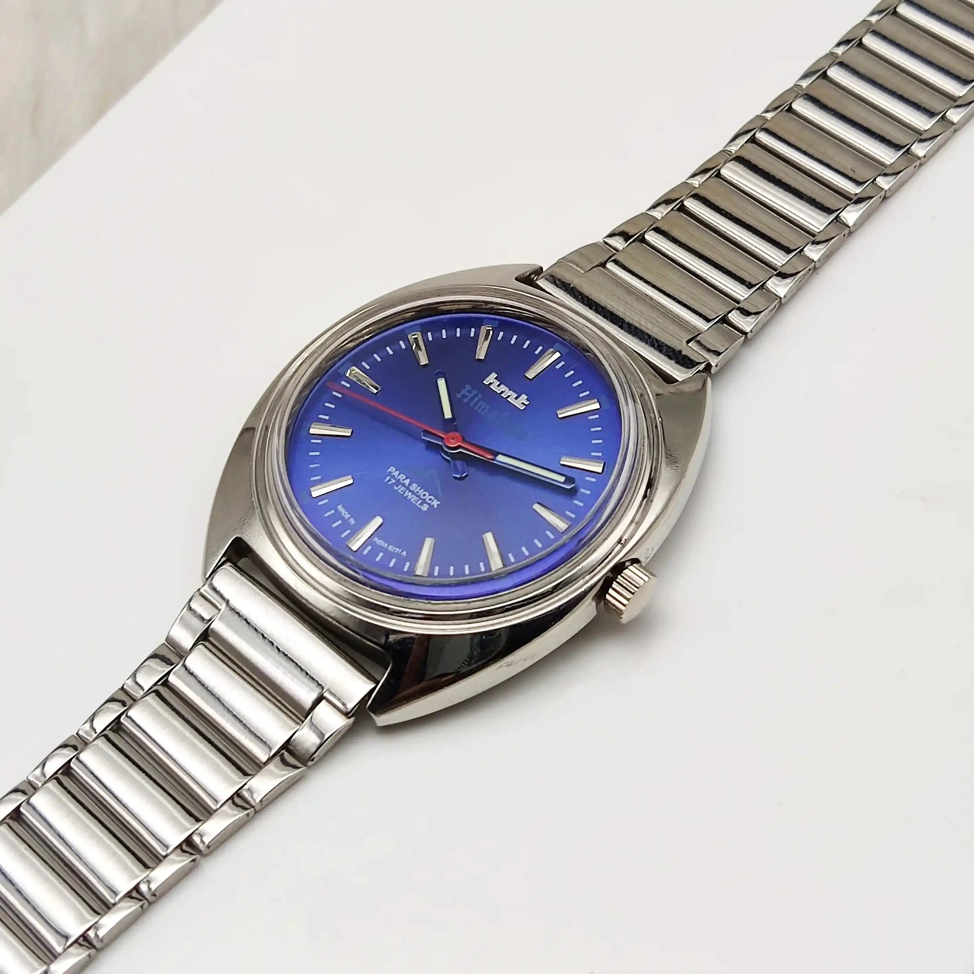 HMT Himalaya 17 Jewels Stick Indices Blue Dial