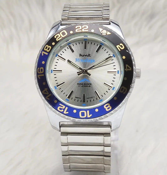 HMT Himalaya 17 Jewels Stick Indices Silver Dial Handwinding Transparent Back
