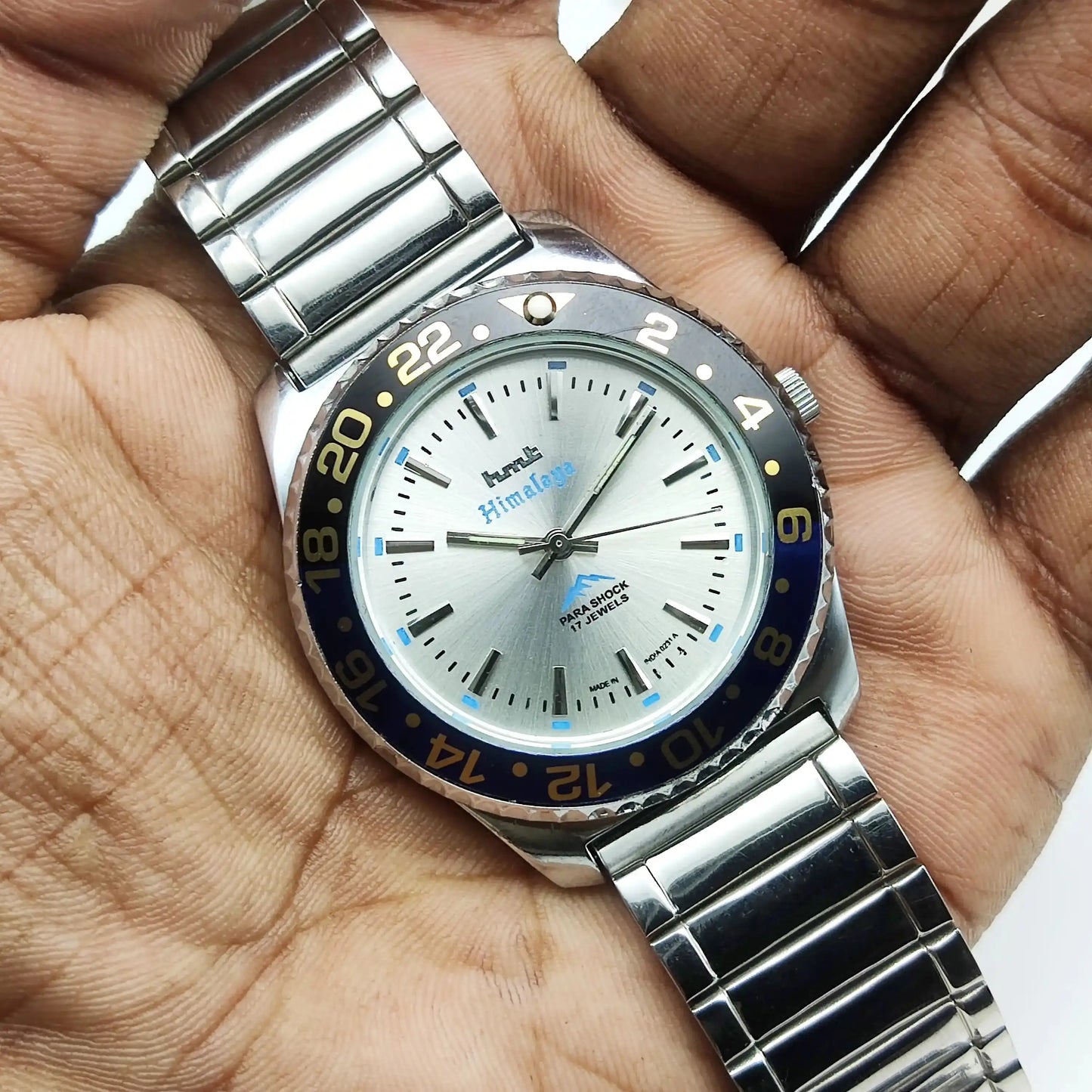 HMT Himalaya 17 Jewels Stick Indices Silver Dial Handwinding Transparent Back