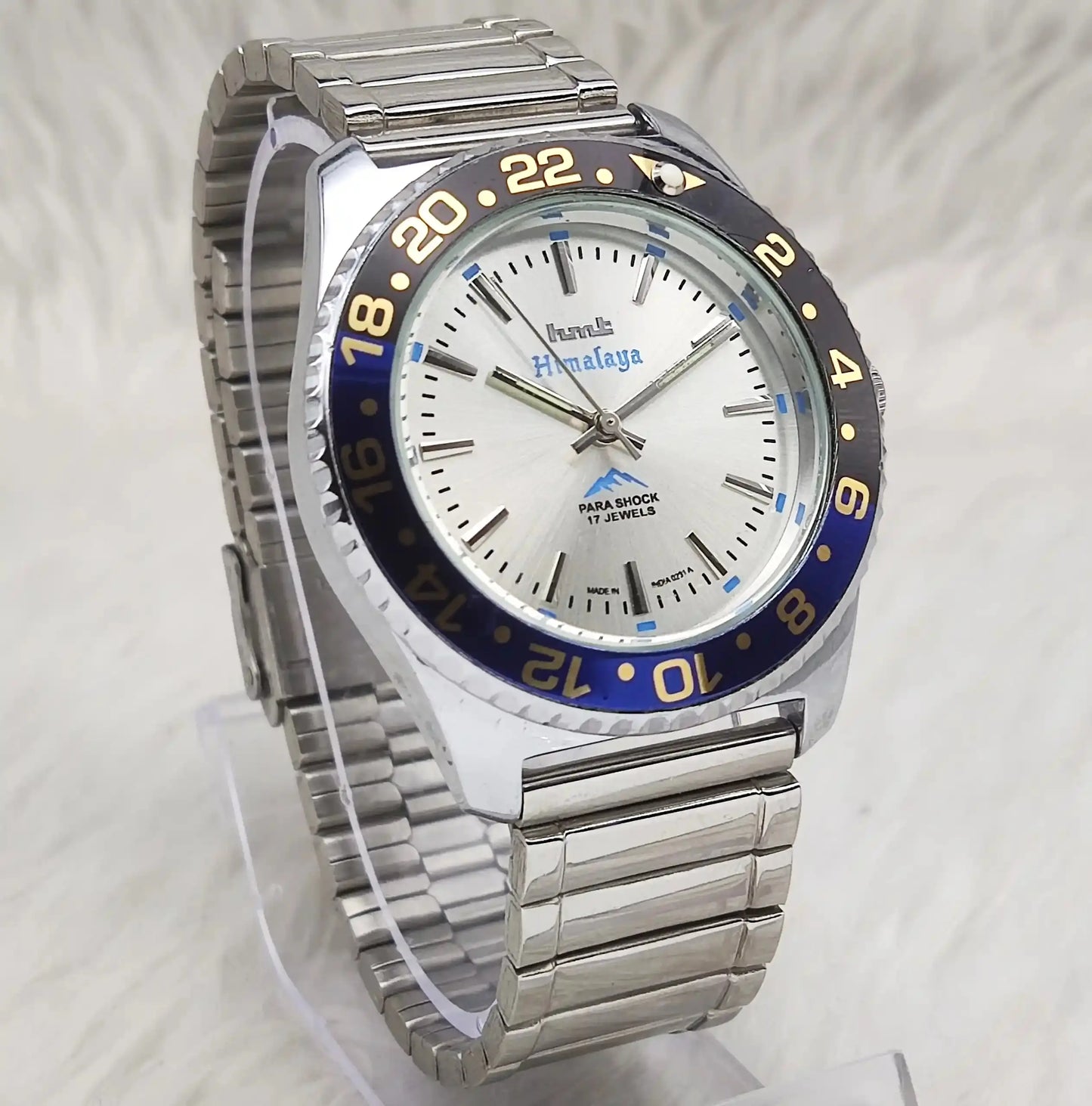 HMT Himalaya 17 Jewels Stick Indices Silver Dial Handwinding Transparent Back