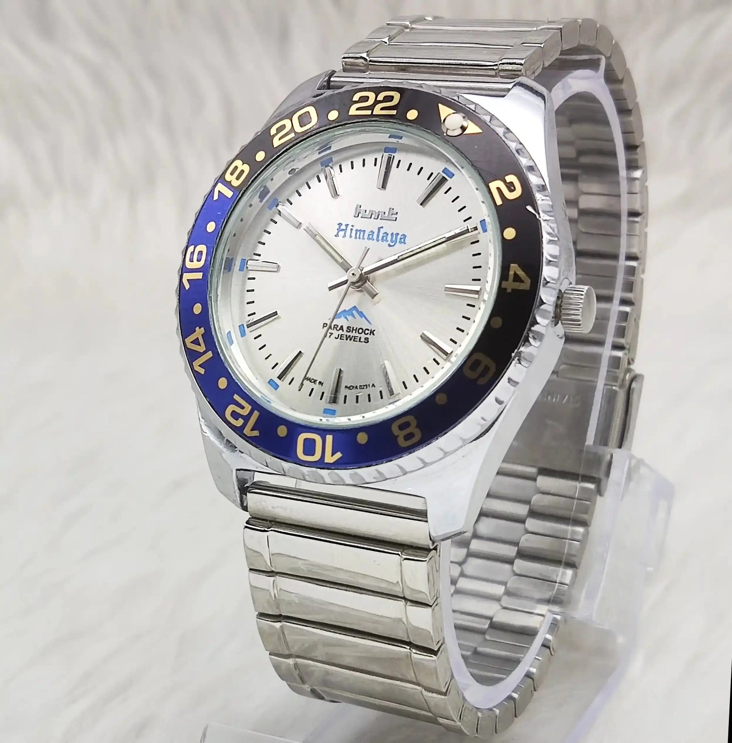 HMT Himalaya 17 Jewels Stick Indices Silver Dial Handwinding Transparent Back