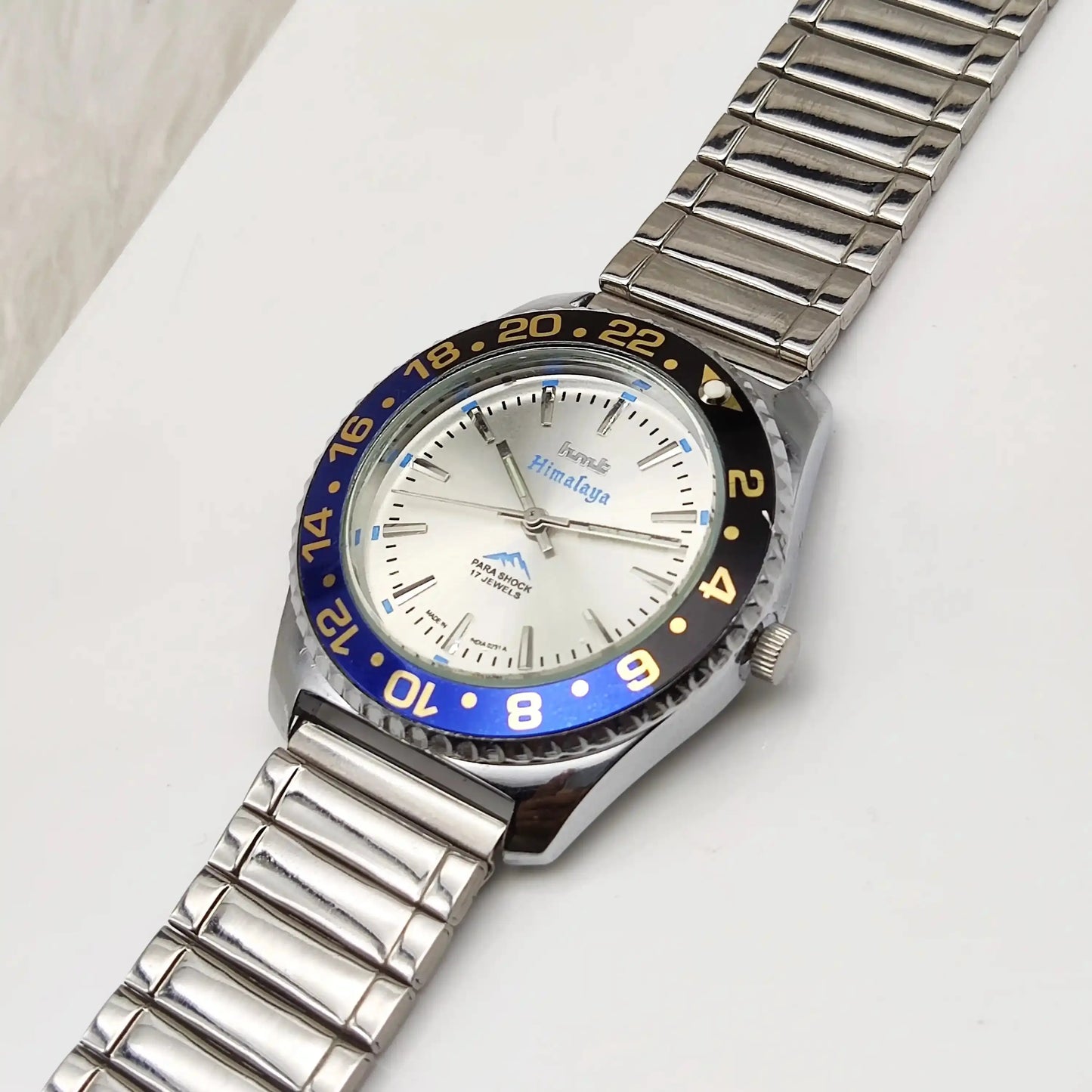 HMT Himalaya 17 Jewels Stick Indices Silver Dial Handwinding Transparent Back