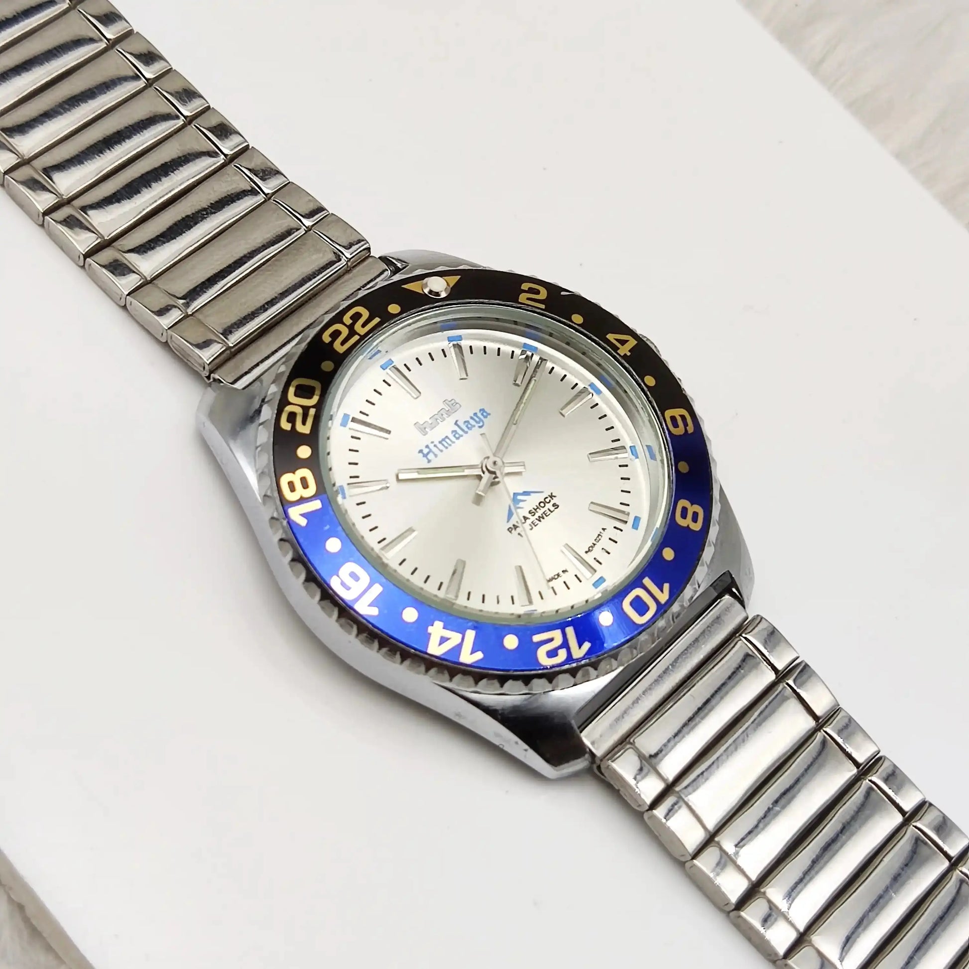 HMT Himalaya 17 Jewels Stick Indices Silver Dial Handwinding Transparent Back