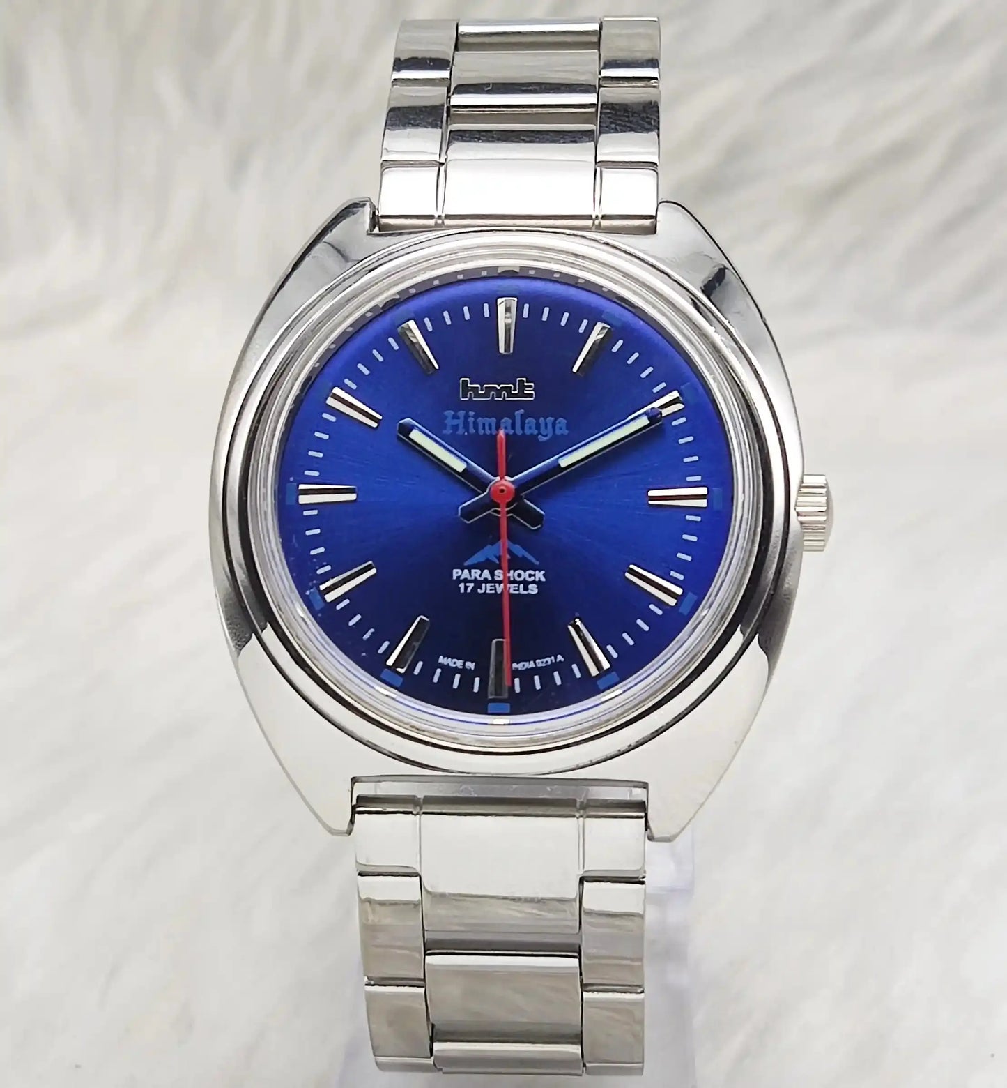HMT Himalaya Blue Stick Indices Dial Transparent Back Handwinding