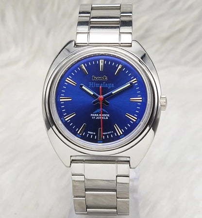 HMT Himalaya Blue Stick Indices Dial Transparent Back Handwinding