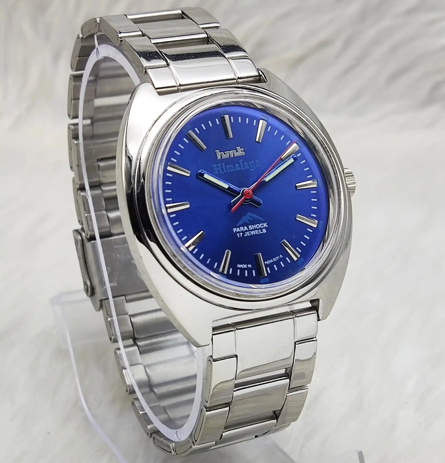 HMT Himalaya Blue Stick Indices Dial Transparent Back Handwinding