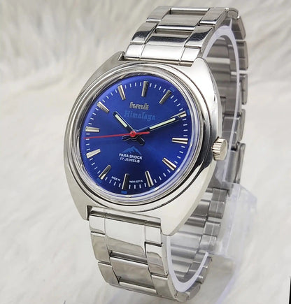 HMT Himalaya Blue Stick Indices Dial Transparent Back Handwinding