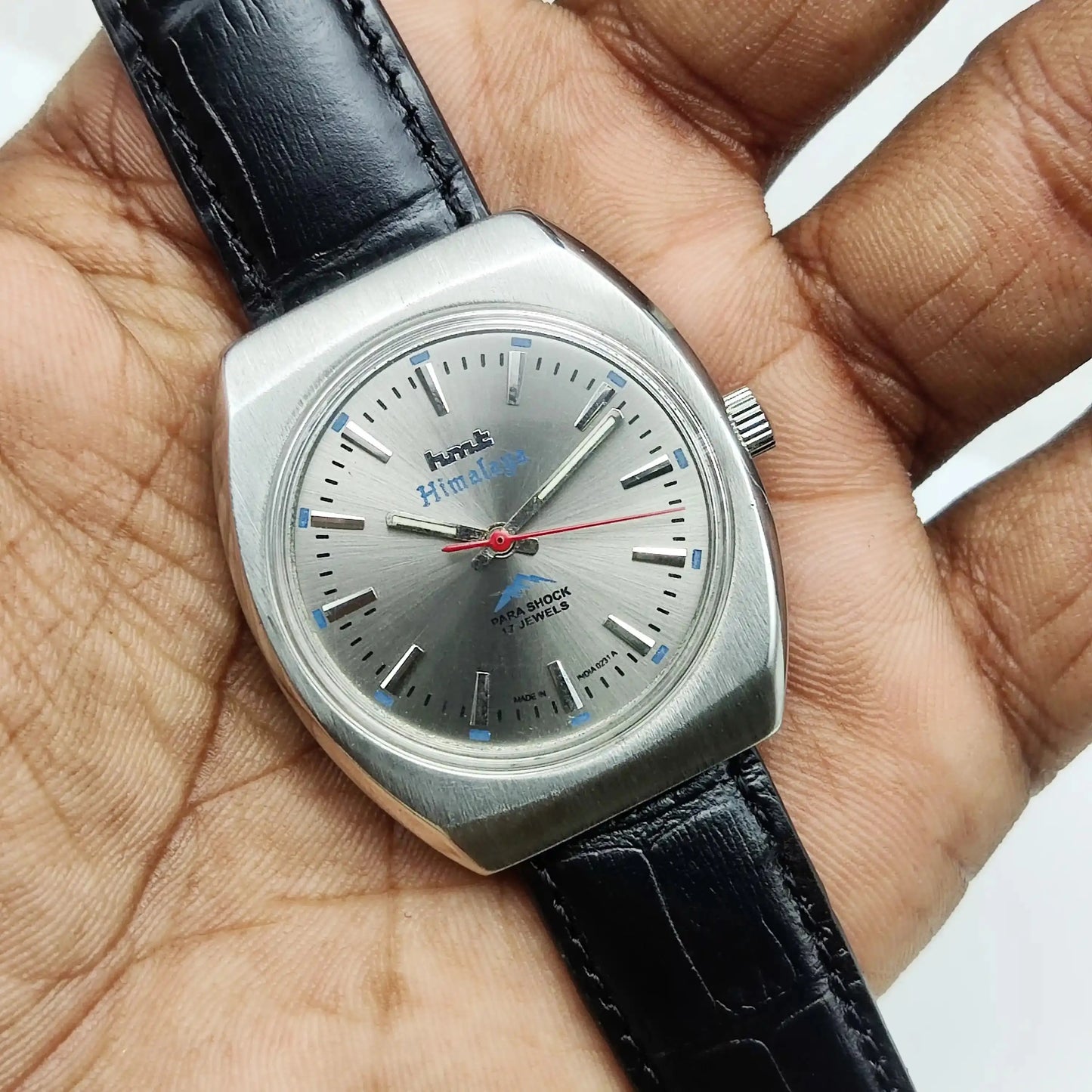 HMT Himalaya Handwinding 17 Jewels Stick Indices Silver Dial