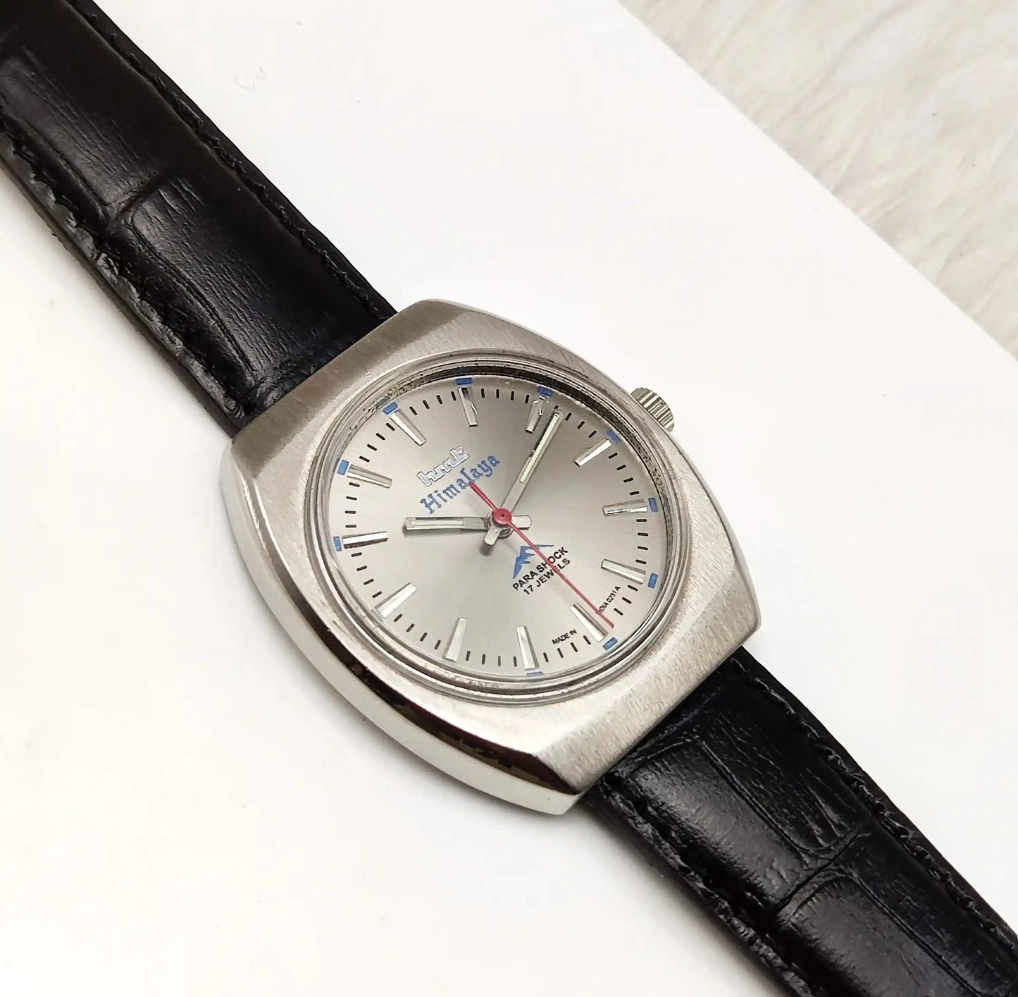 HMT Himalaya Handwinding 17 Jewels Stick Indices Silver Dial