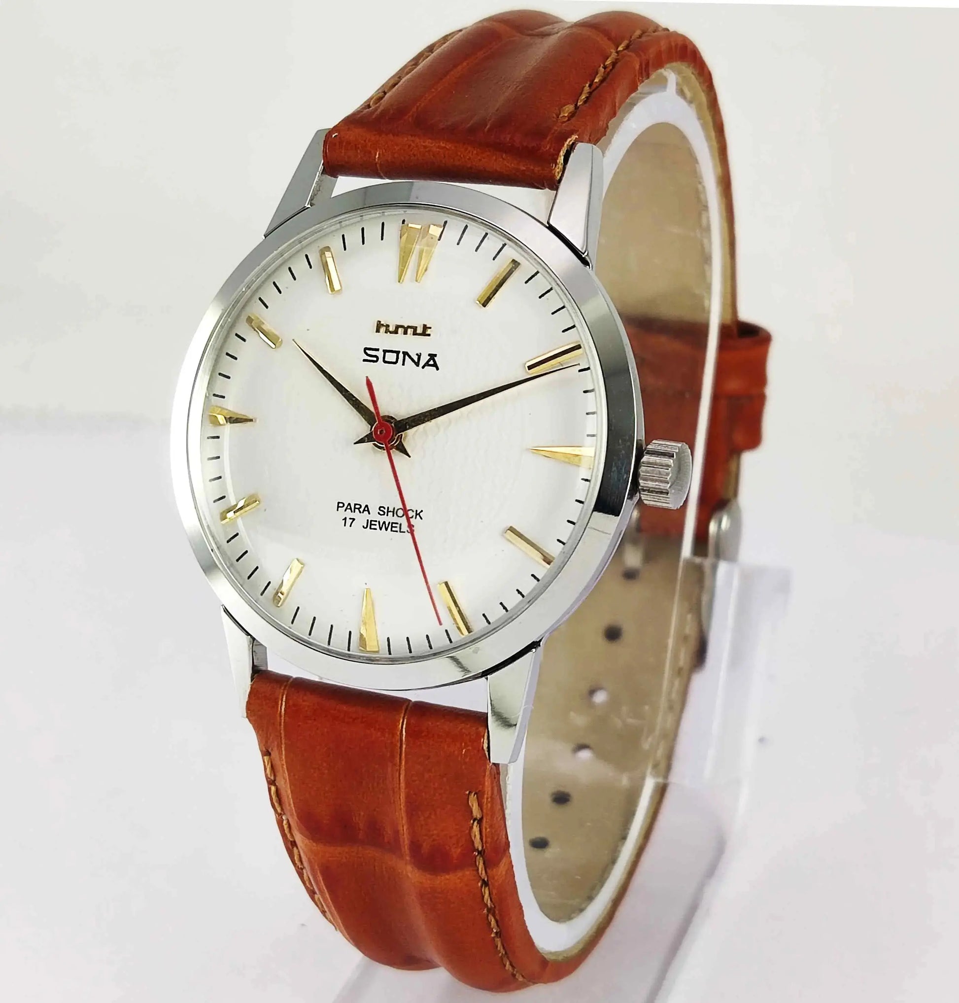 HMT Sona White Dial Para Shock 17 Jewels Mechanical Handwinding Men's Watch 0231 Discover-Diamonds