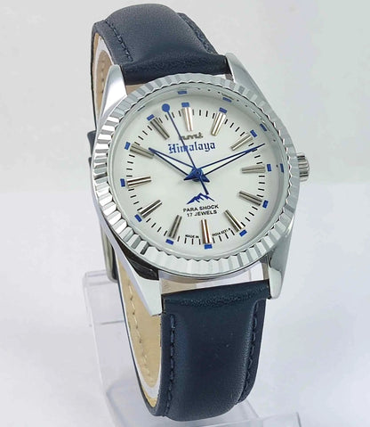 HMT Himalaya Para Shock 17 Jewels White Dial Transparent Back Mechanical Handwinding Men's Watch 0231 Discover-Diamonds