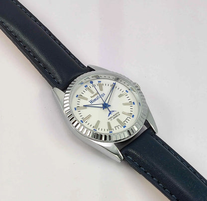 HMT Himalaya Para Shock 17 Jewels White Dial Transparent Back Mechanical Handwinding Men's Watch 0231 Discover-Diamonds