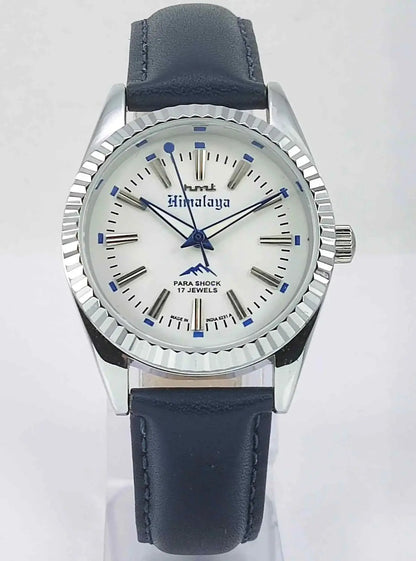 HMT Himalaya Para Shock 17 Jewels White Dial Transparent Back Mechanical Handwinding Men's Watch 0231 Discover-Diamonds