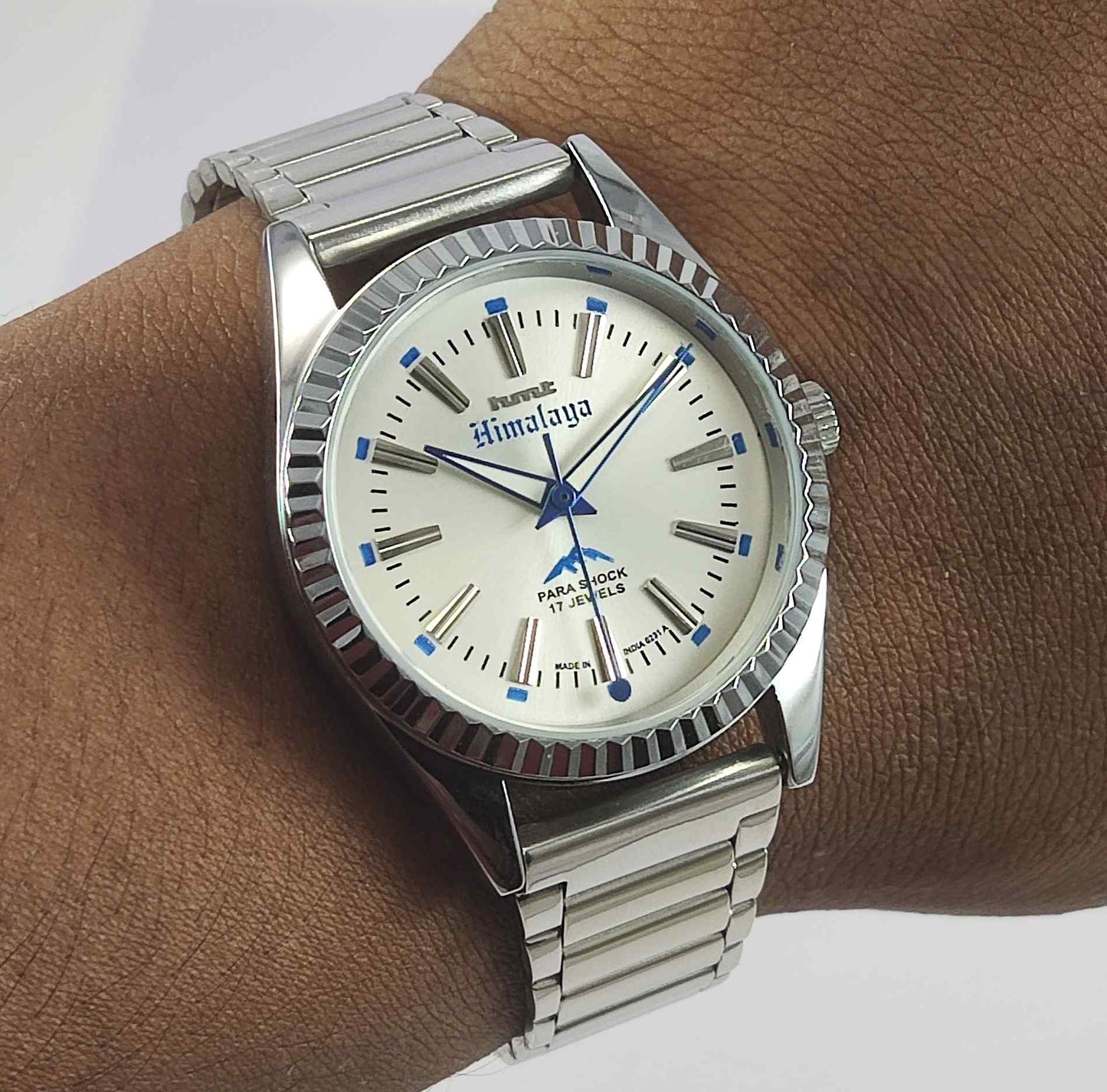 HMT Himalaya Silver Dial Transparent Back Mechanical Handwinding Men's Watch 0231 Discover-Diamonds