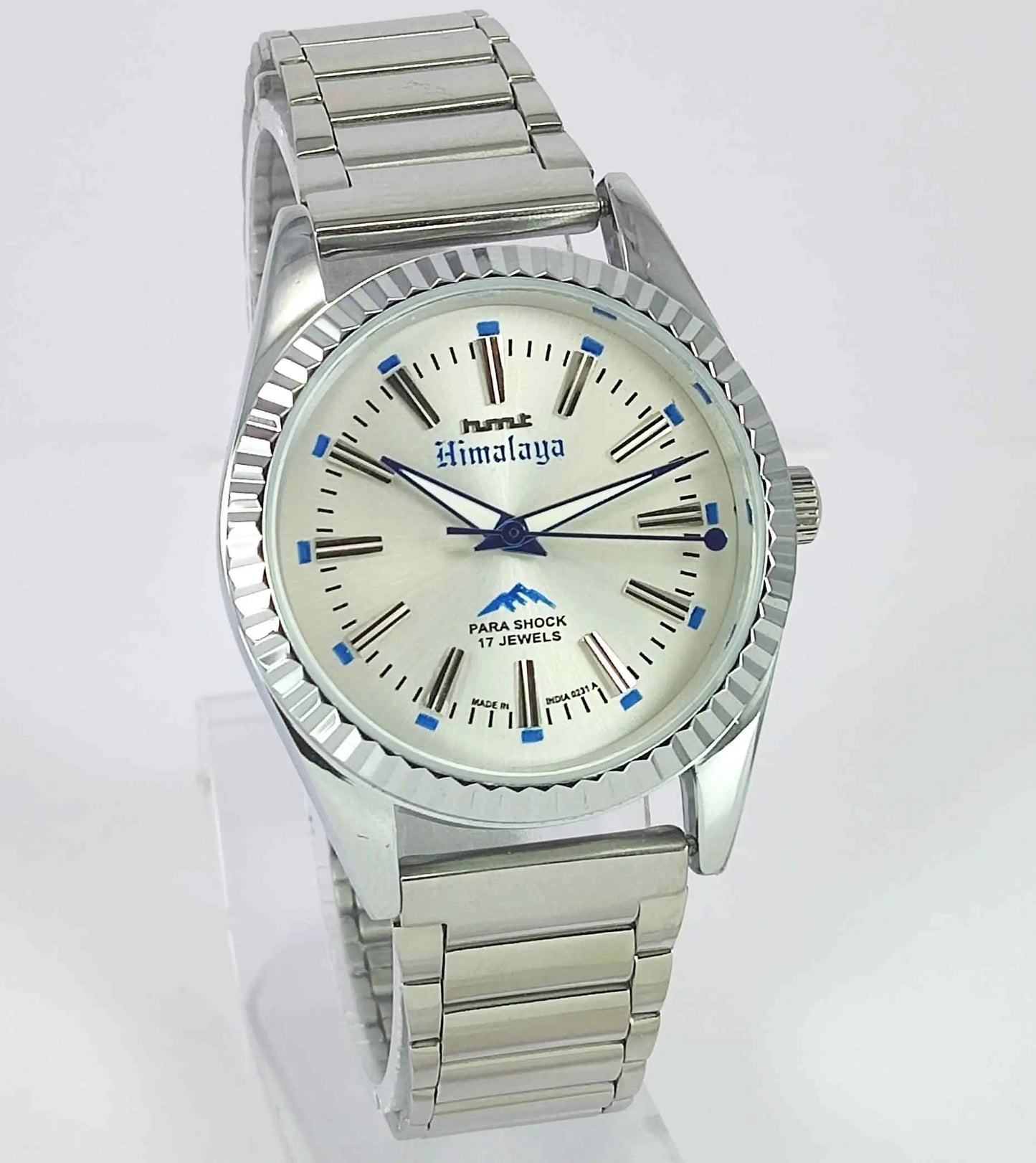 HMT Himalaya Silver Dial Transparent Back Mechanical Handwinding Men's Watch 0231 Discover-Diamonds