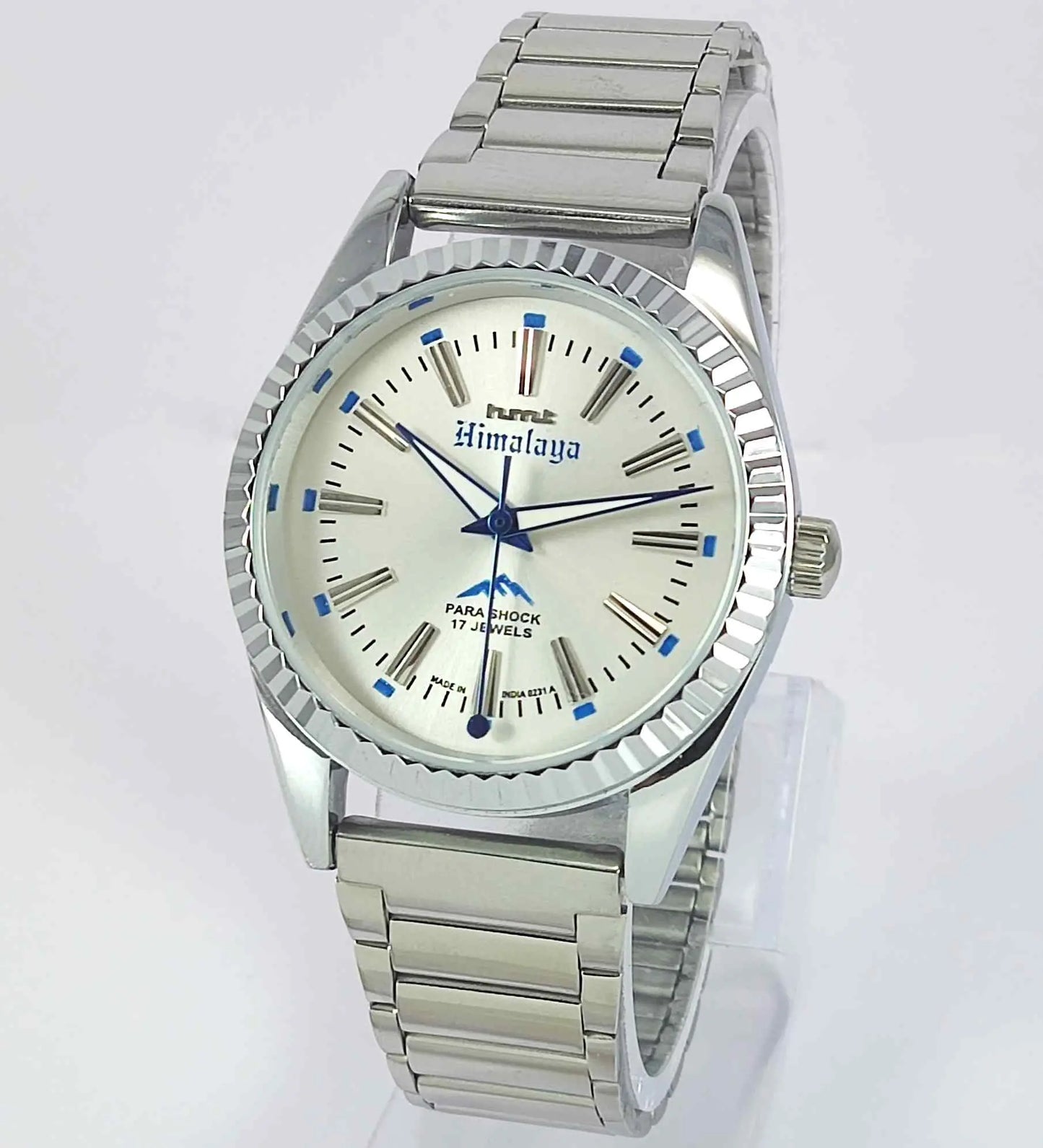 HMT Himalaya Silver Dial Transparent Back Mechanical Handwinding Men's Watch 0231 Discover-Diamonds