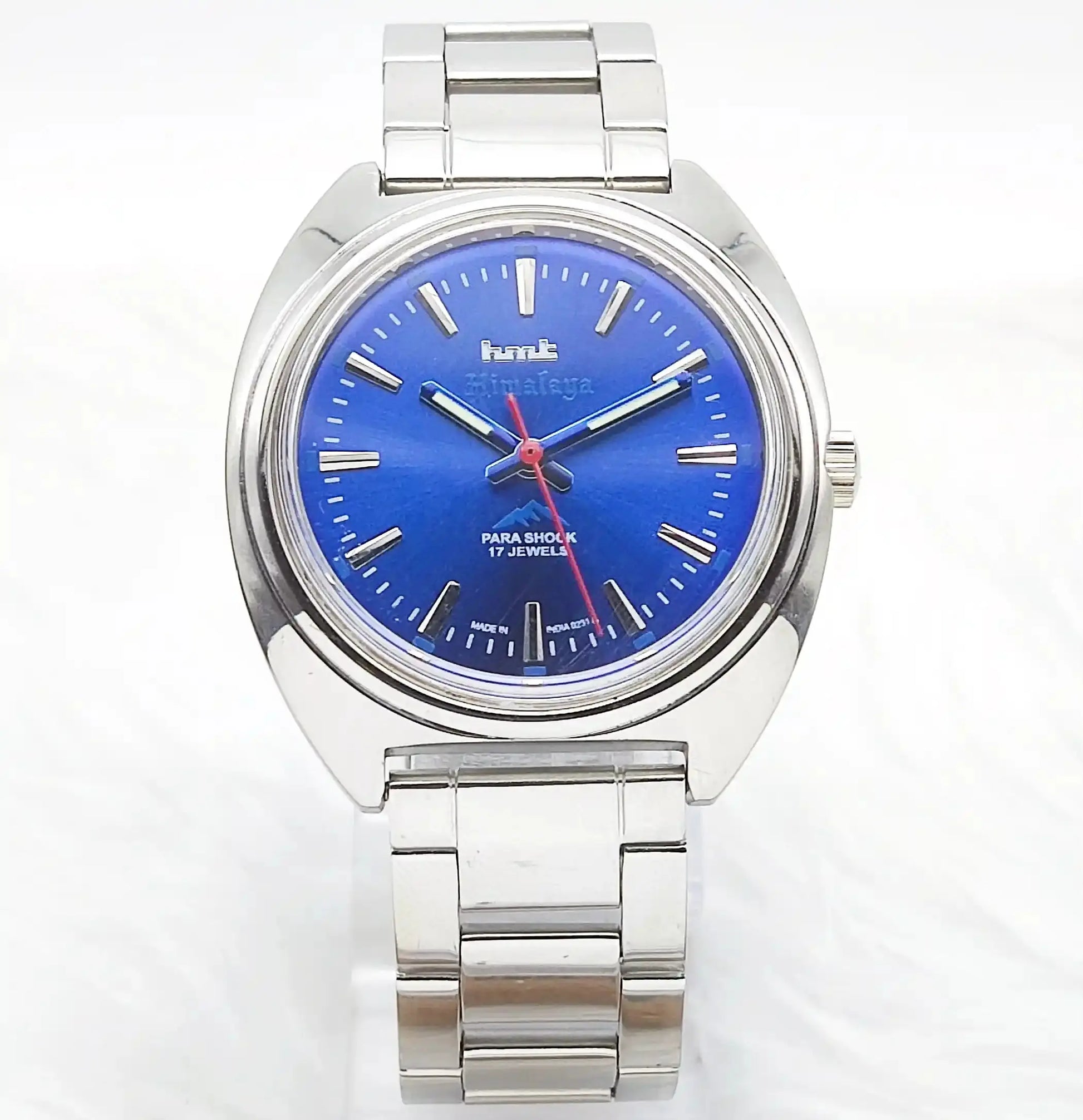 HMT Himalaya Transparent Back Para Shock 17 Jewels Blue Dial  Handwinding 0231 Discover-Diamonds Physical