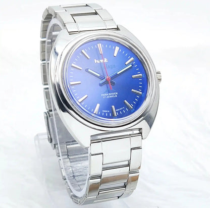 HMT Himalaya Transparent Back Para Shock 17 Jewels Blue Dial  Handwinding 0231 Discover-Diamonds Physical