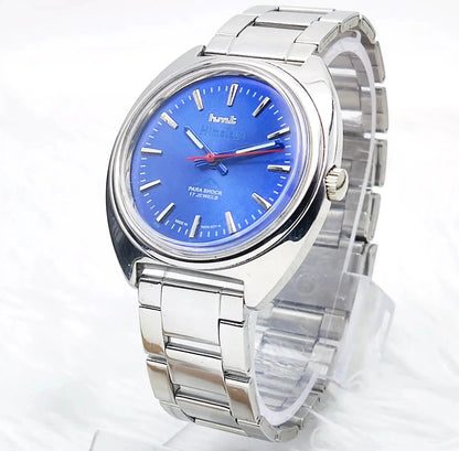 HMT Himalaya Transparent Back Para Shock 17 Jewels Blue Dial  Handwinding 0231 Discover-Diamonds Physical