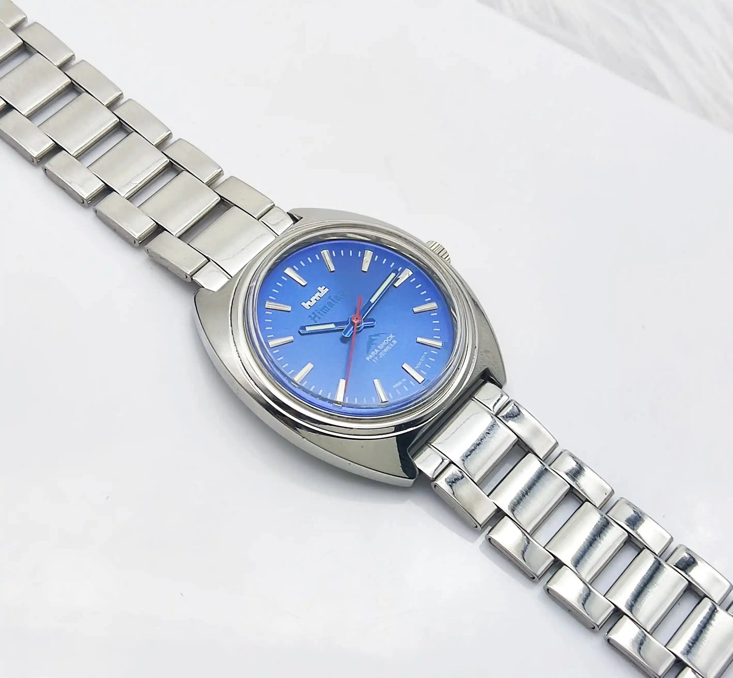 HMT Himalaya Transparent Back Para Shock 17 Jewels Blue Dial  Handwinding 0231 Discover-Diamonds Physical