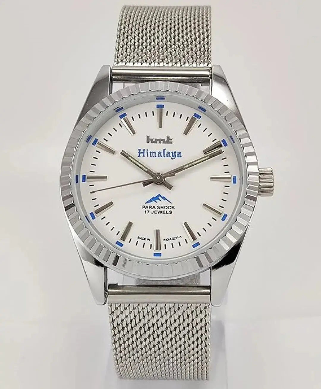 HMT Himalaya Para Shock 17 Jewels White Dial Mechanical Hand winding Men's Wrist Watch Discover-Diamonds