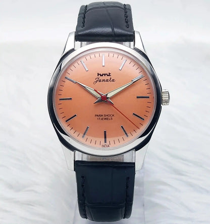 HMT Janata 17 Jewels Orange Dial Handwinding Transparent Back