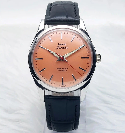 HMT Janata 17 Jewels Orange Dial Handwinding Transparent Back