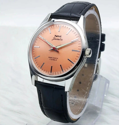 HMT Janata 17 Jewels Orange Dial Handwinding Transparent Back