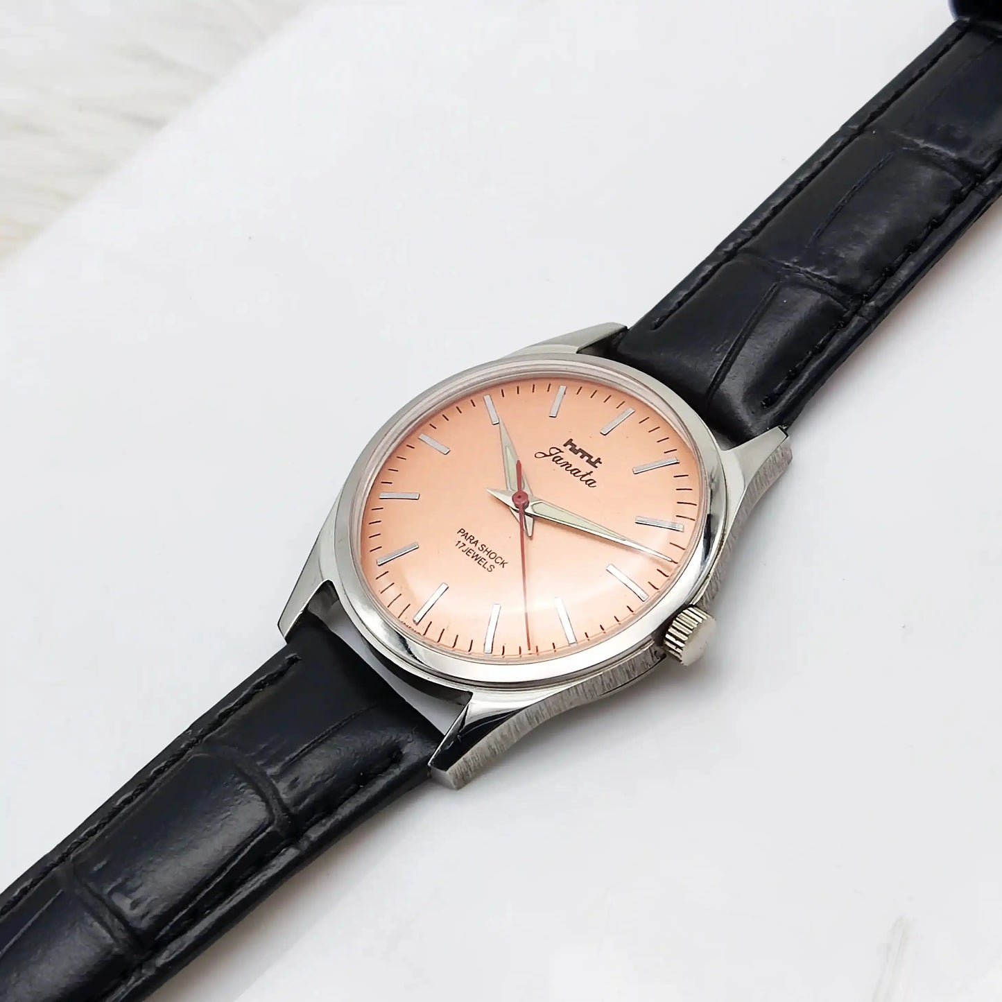 HMT Janata 17 Jewels Orange Dial Handwinding Transparent Back