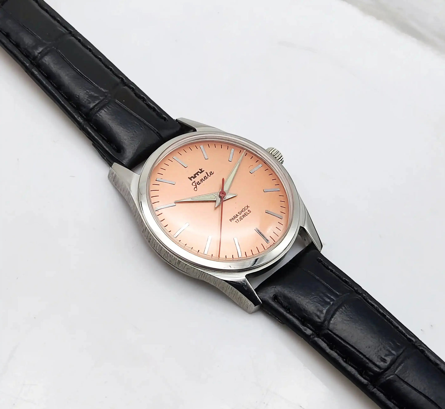 HMT Janata 17 Jewels Orange Dial Handwinding Transparent Back