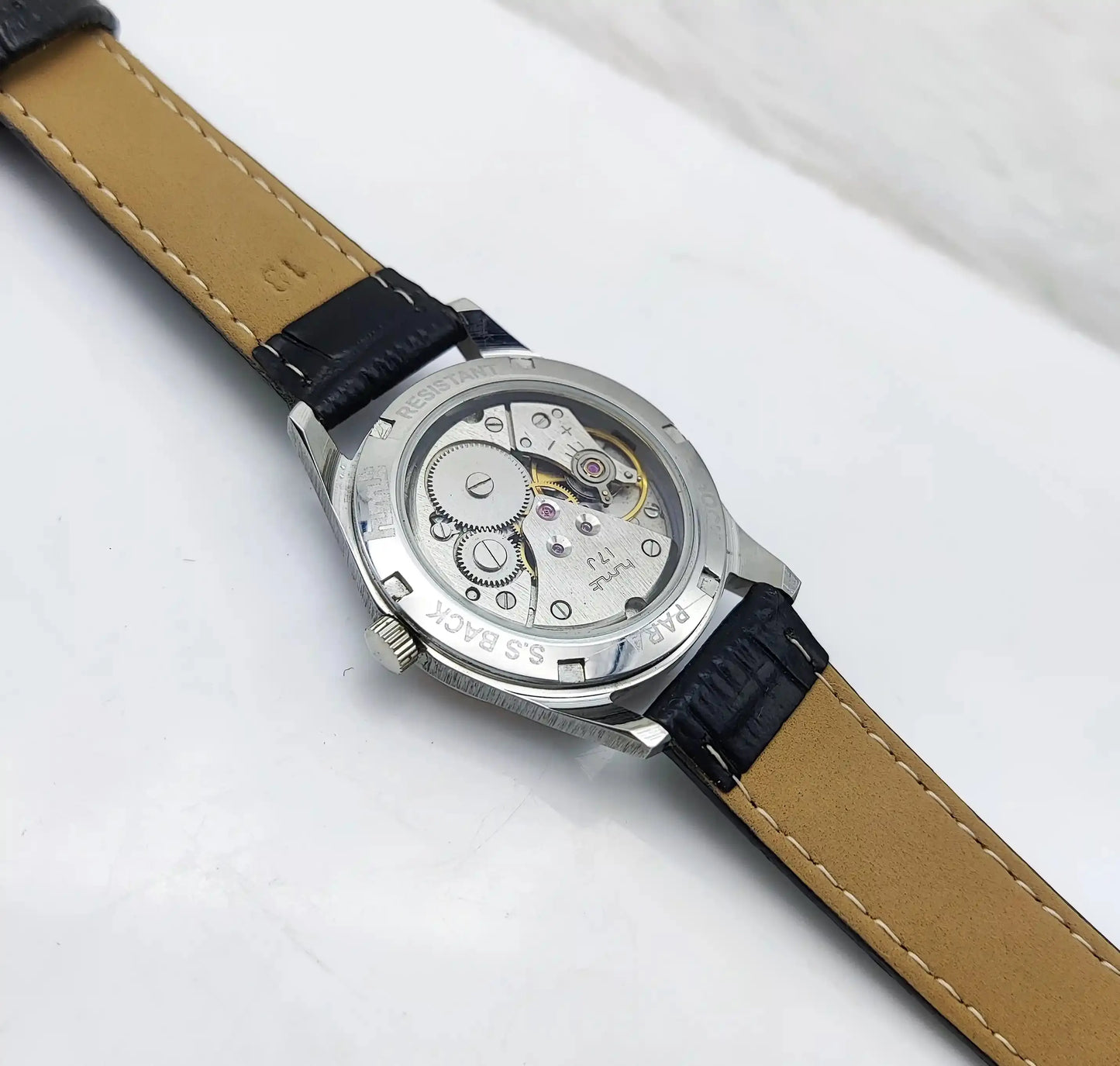 HMT Janata 17 Jewels Orange Dial Handwinding Transparent Back