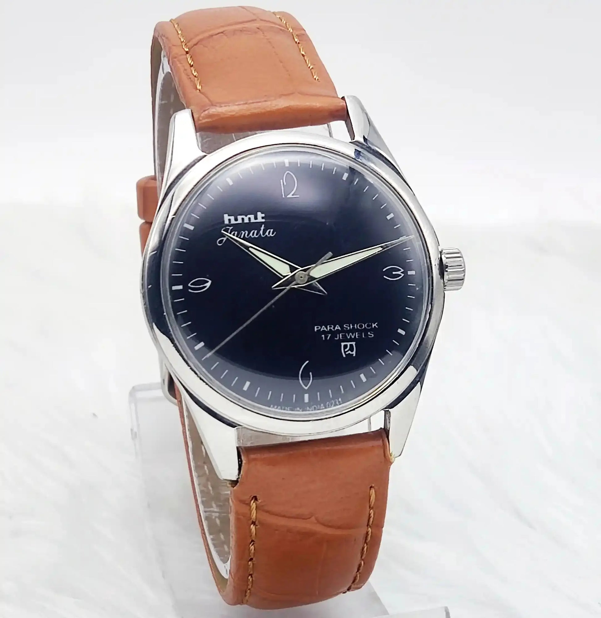 HMT Janata 17 Jewels Para Shock Black Dial Handwinding Watch Discover-Diamonds Physical