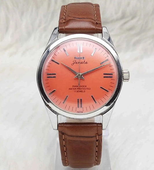 HMT Janata 17 Jewels para Shock Reddish Dail Handwinding Movement 0231 Discover-Diamonds Physical