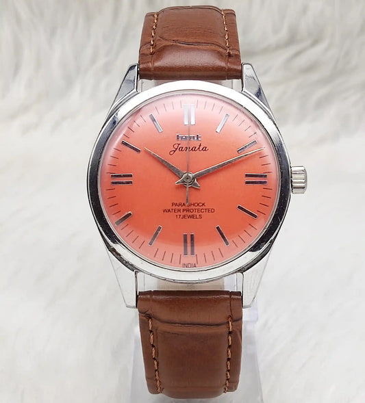 HMT Janata 17 Jewels para Shock Reddish Dail Handwinding Movement 0231 Discover-Diamonds Physical