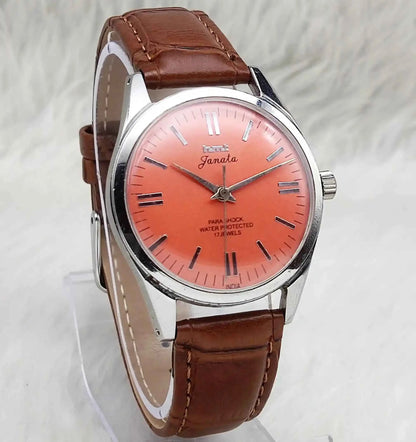 HMT Janata 17 Jewels para Shock Reddish Dail Handwinding Movement 0231