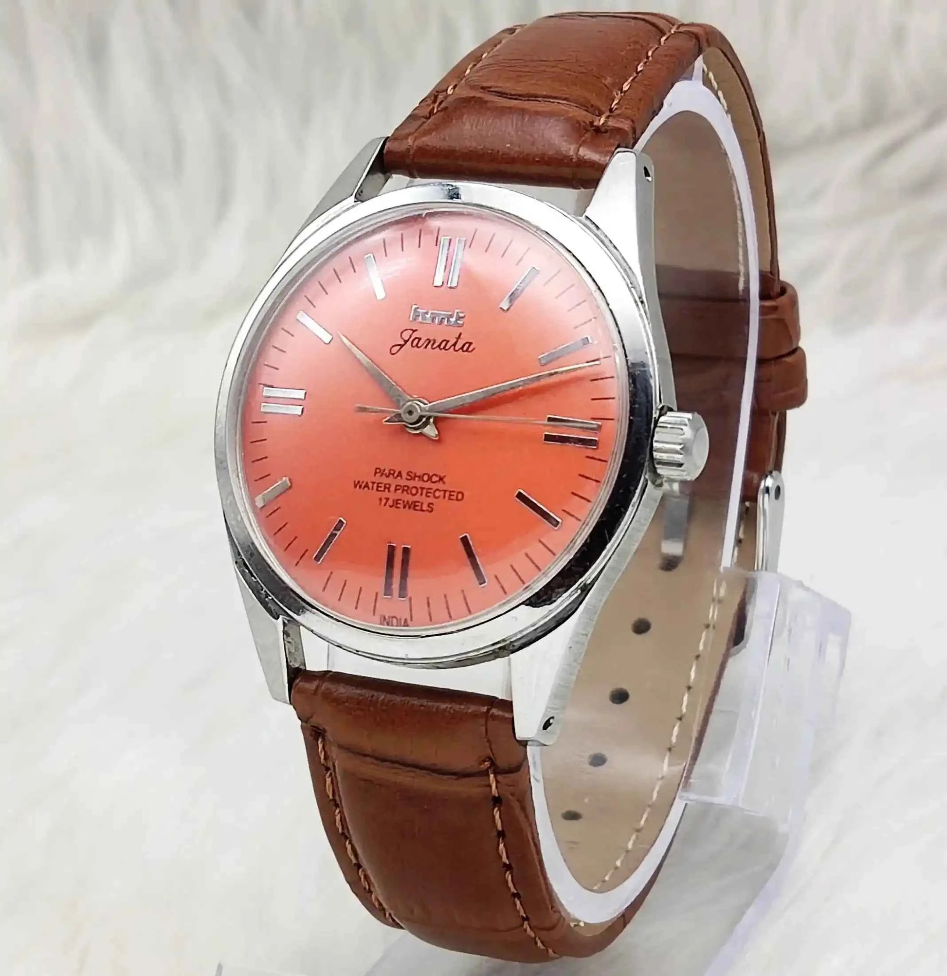 HMT Janata 17 Jewels para Shock Reddish Dail Handwinding Movement 0231