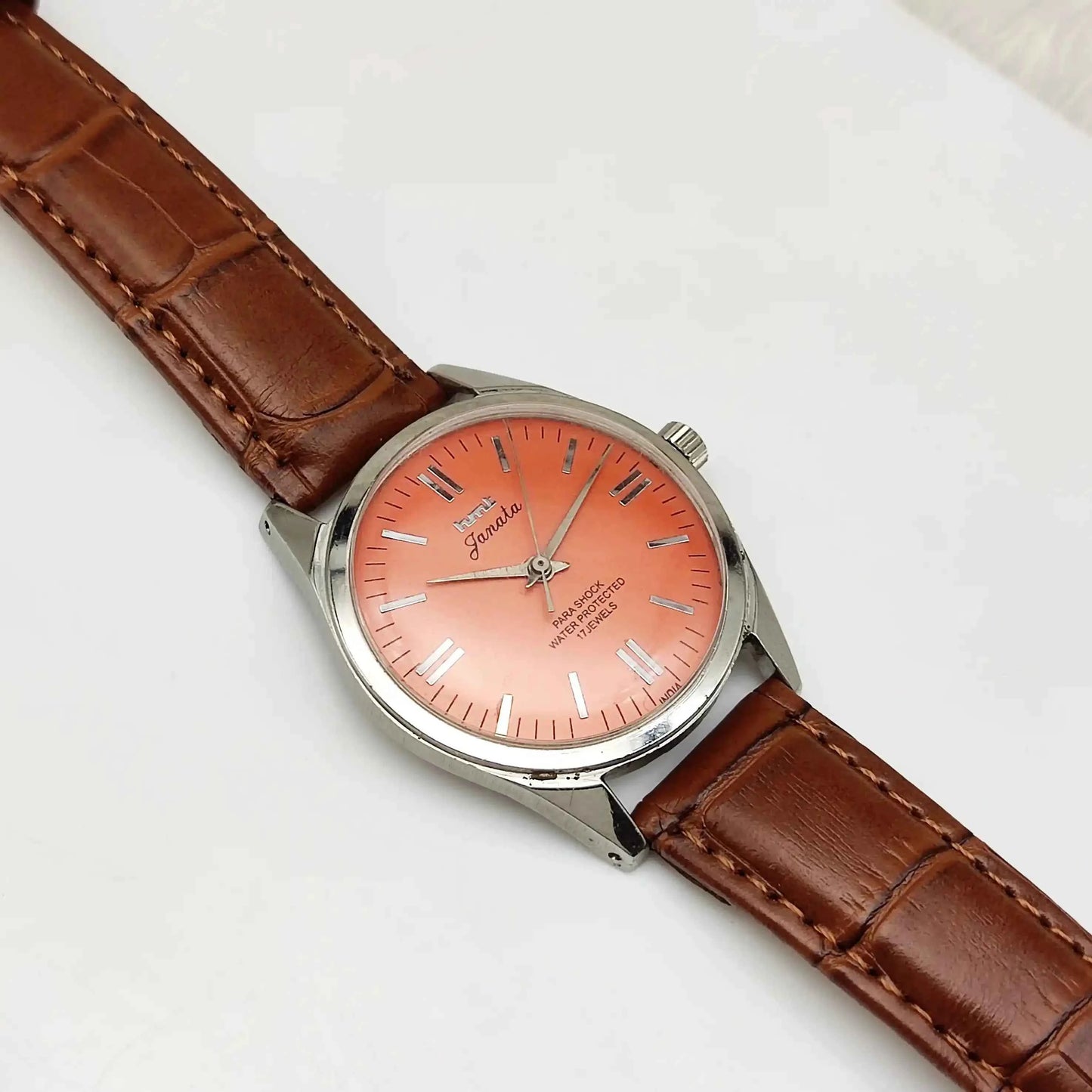 HMT Janata 17 Jewels para Shock Reddish Dail Handwinding Movement 0231