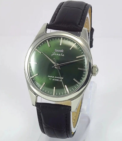 HMT Janata Apple Green Dial Para Shock 17 Jewels Mechanical Handwinding Men's Wrist Watch 0231 Discover-Diamonds