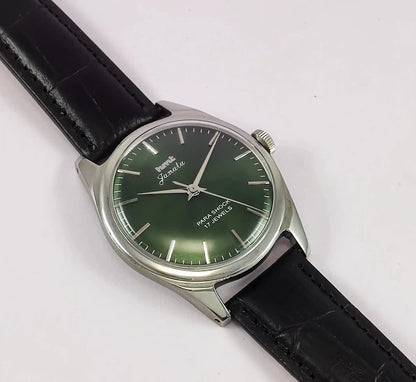 HMT Janata Apple Green Dial Para Shock 17 Jewels Mechanical Handwinding Men's Wrist Watch 0231 Discover-Diamonds