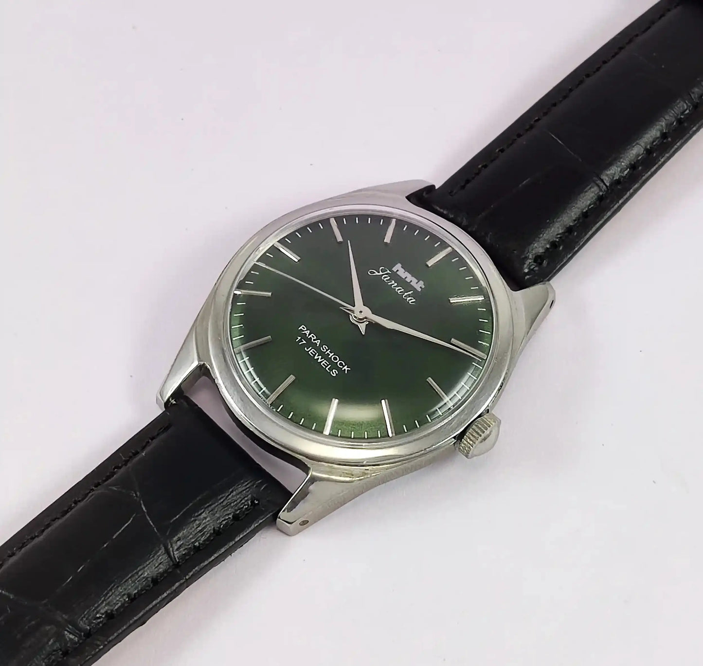 HMT Janata Apple Green Dial Para Shock 17 Jewels Mechanical Handwinding Men's Wrist Watch 0231 Discover-Diamonds