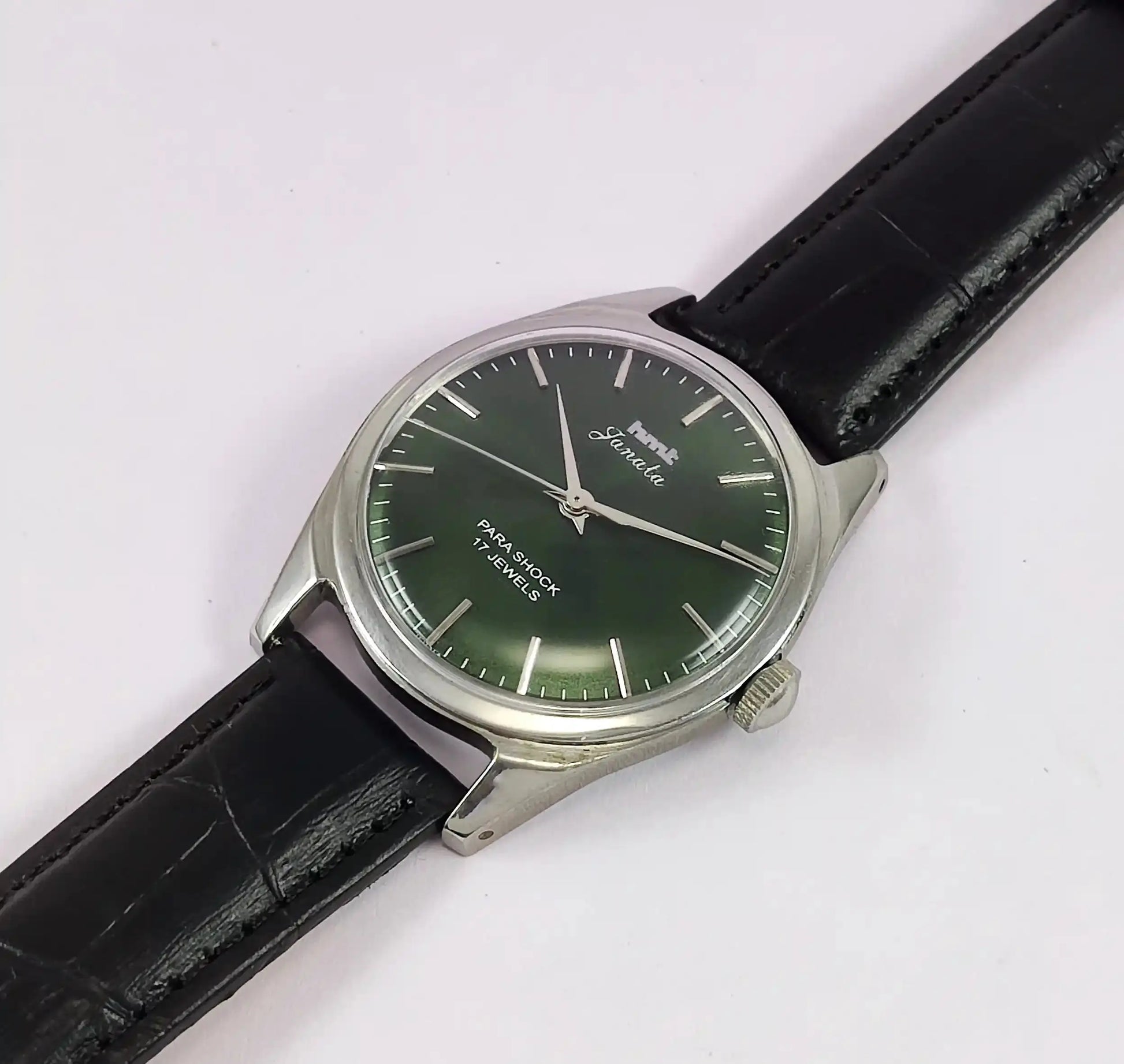 HMT Janata Apple Green Dial Para Shock 17 Jewels Mechanical Handwinding Men's Wrist Watch 0231 Discover-Diamonds